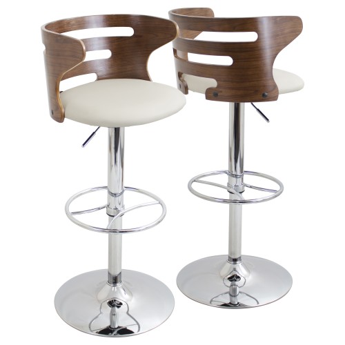 Cosi Bar Stool (Cream Faux Leather + Walnut)